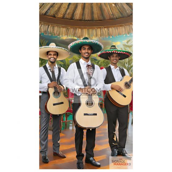 Mexican Mariachi group of three musicians