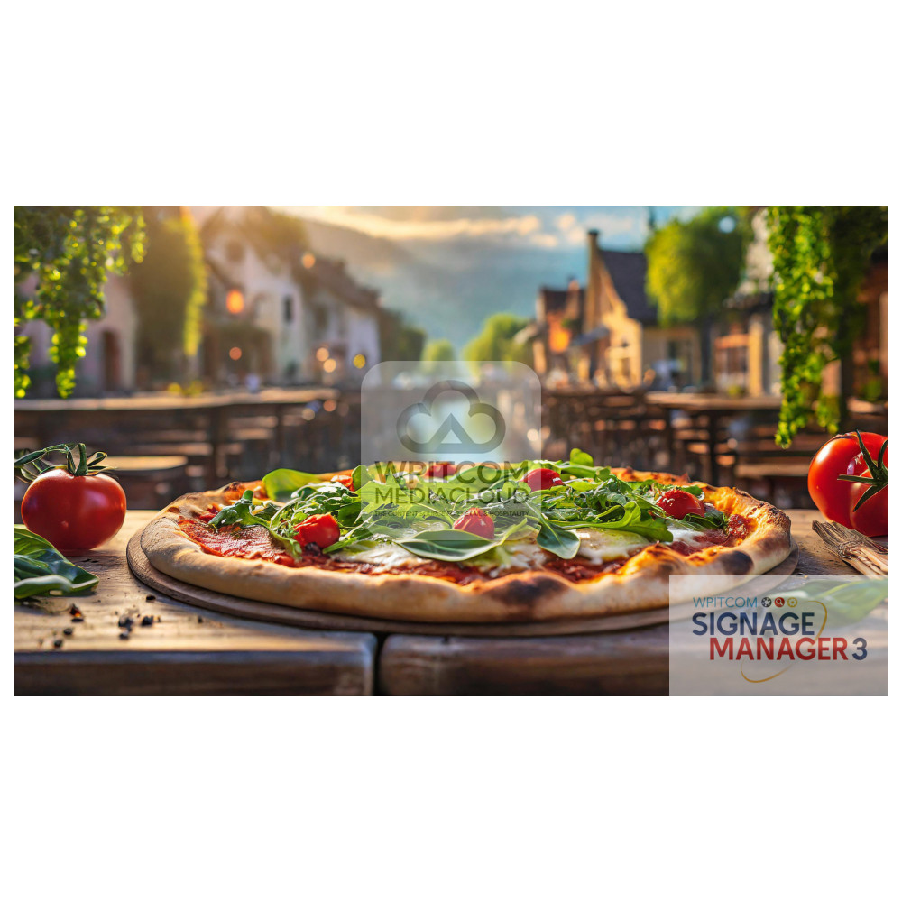 A pizza with ruccola in an italian restaurant