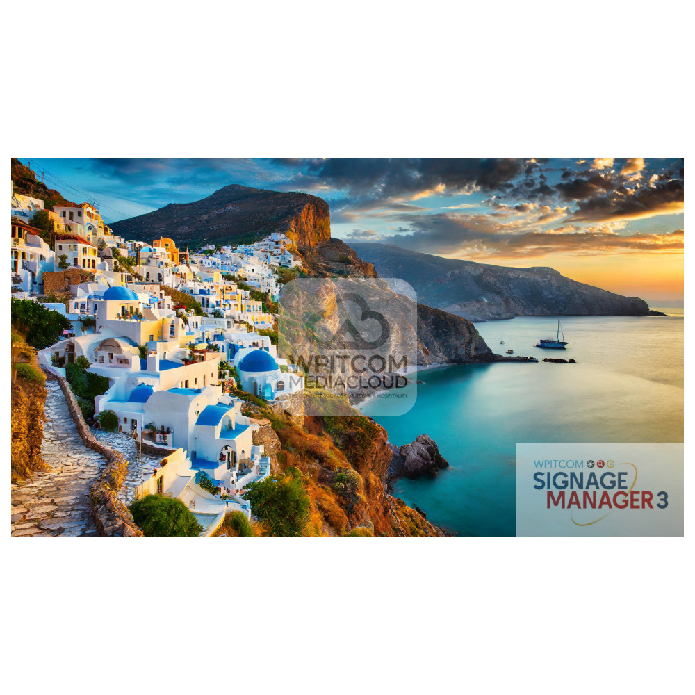A romantic greek coast with blue houses