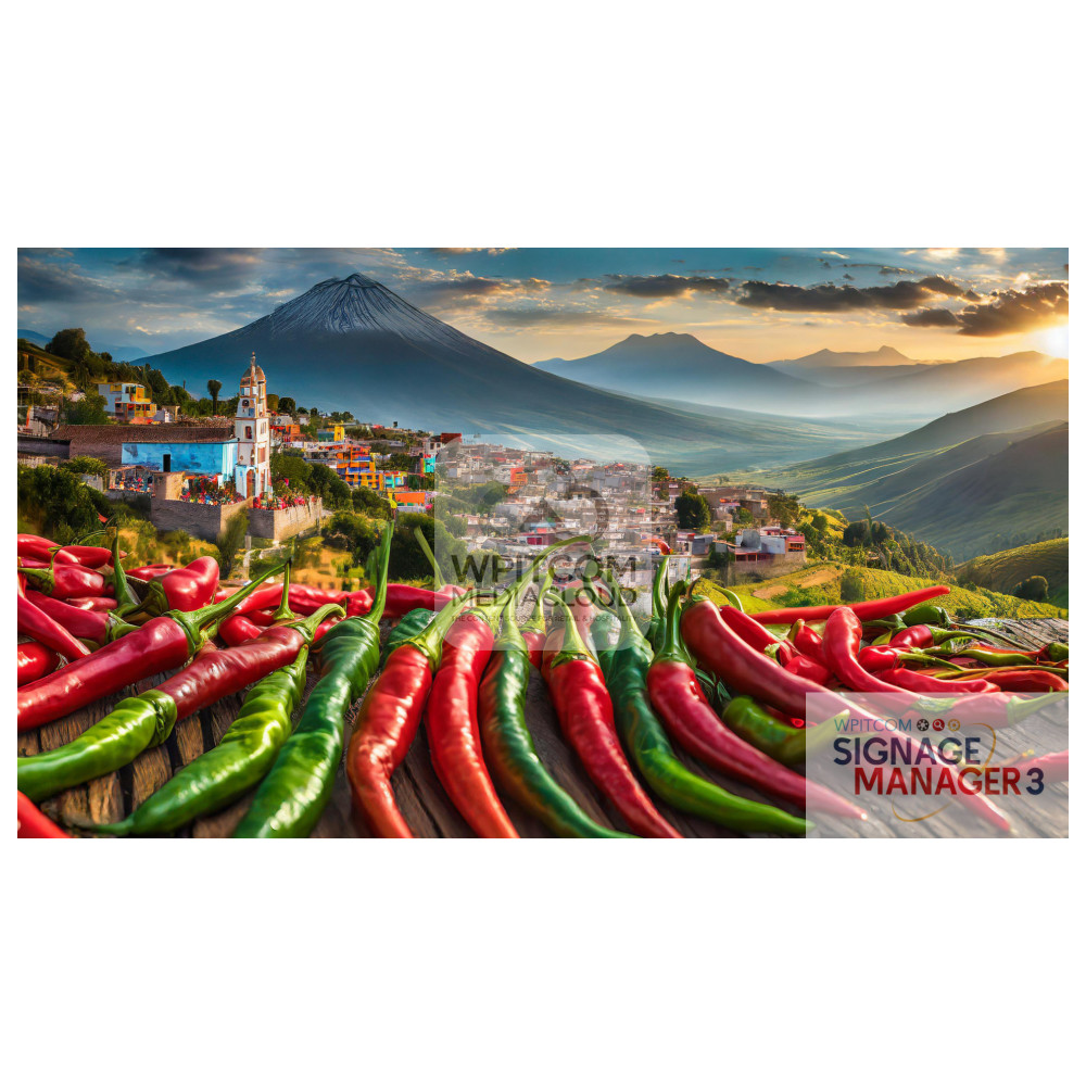 A mountain full of chilis in red and green