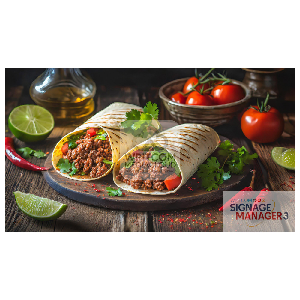 Mexican Food - wraps with meats, tortillas and lemon