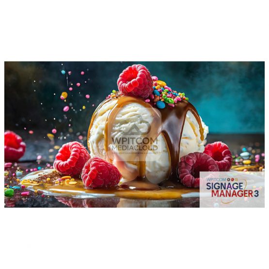 Ice creem with raspberries