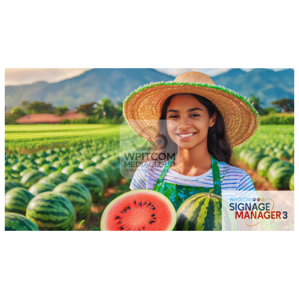 Mexican lady with watermelon in hand