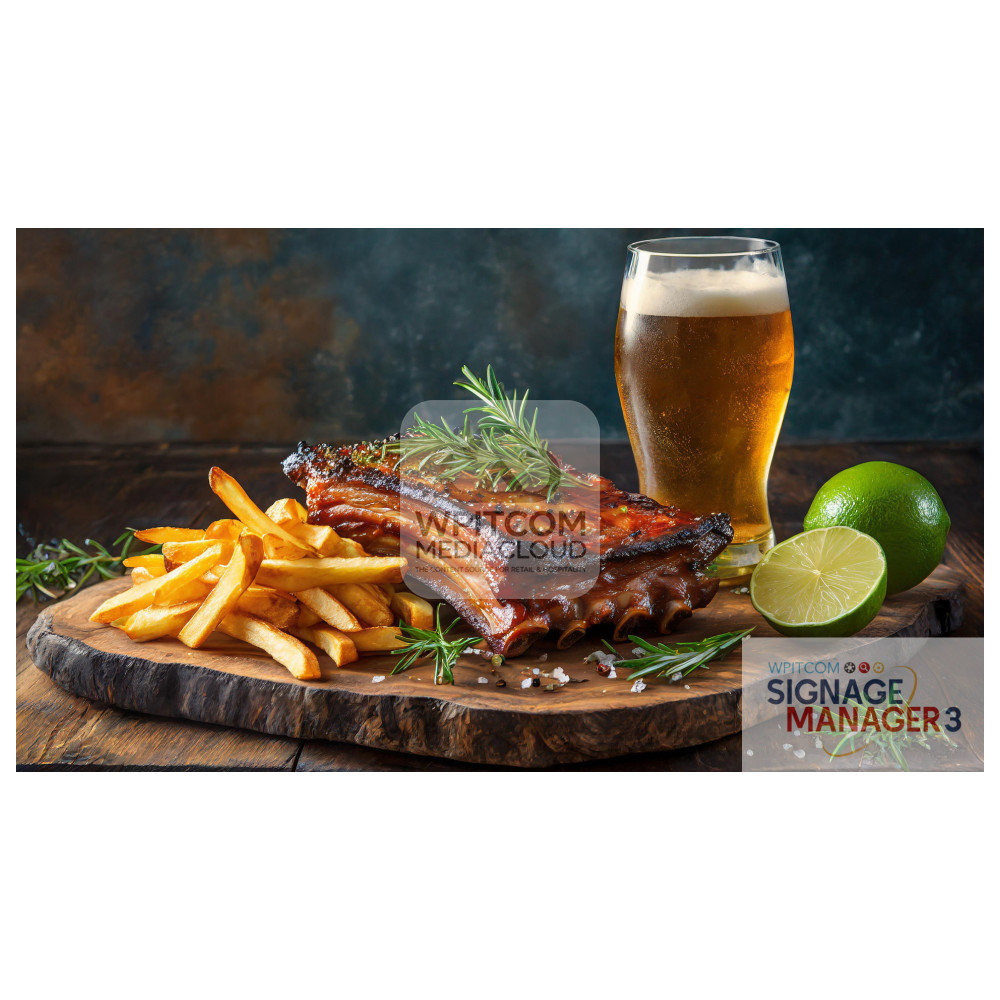 Barbecue back ribs on a wooden plate