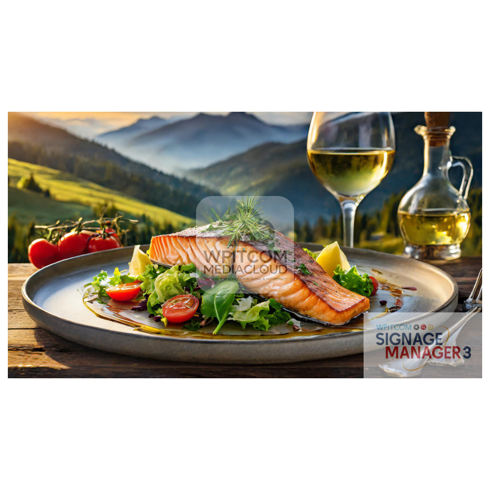 Salmon with salad grilled