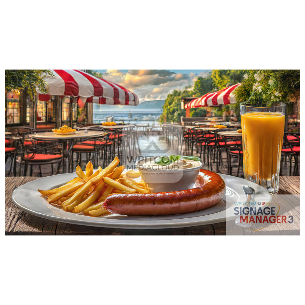 German Currywurst French Fries and Cola