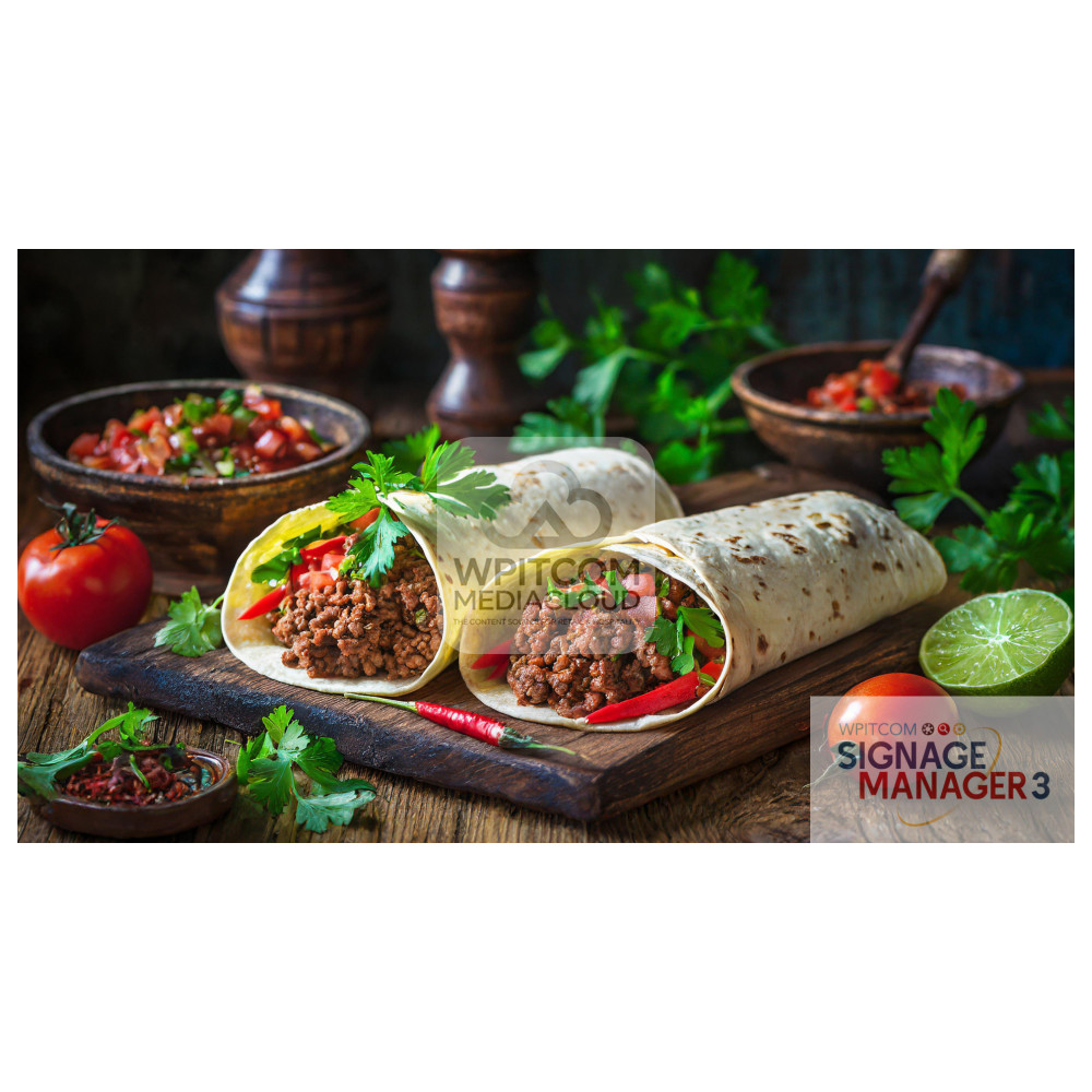 Mexican Food - wraps with meats, tortillas and lemon