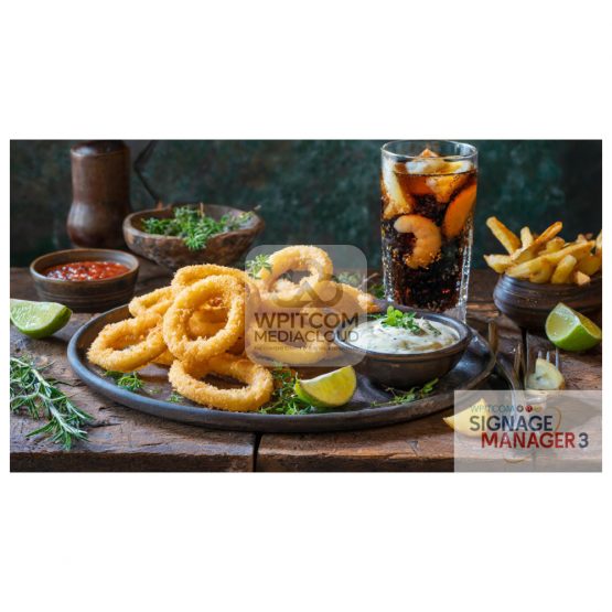 A plate of squid rings / calamiri with sauce