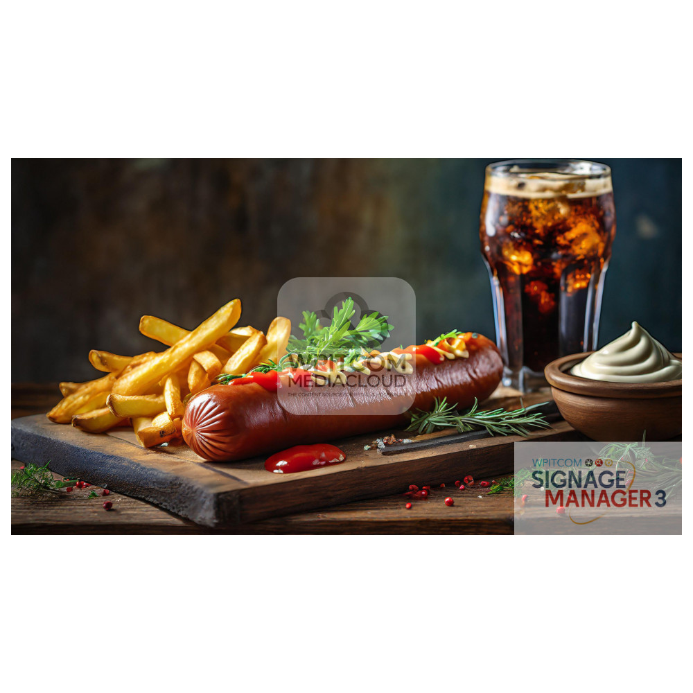 Currywurst / German Sausage, French fries and cola