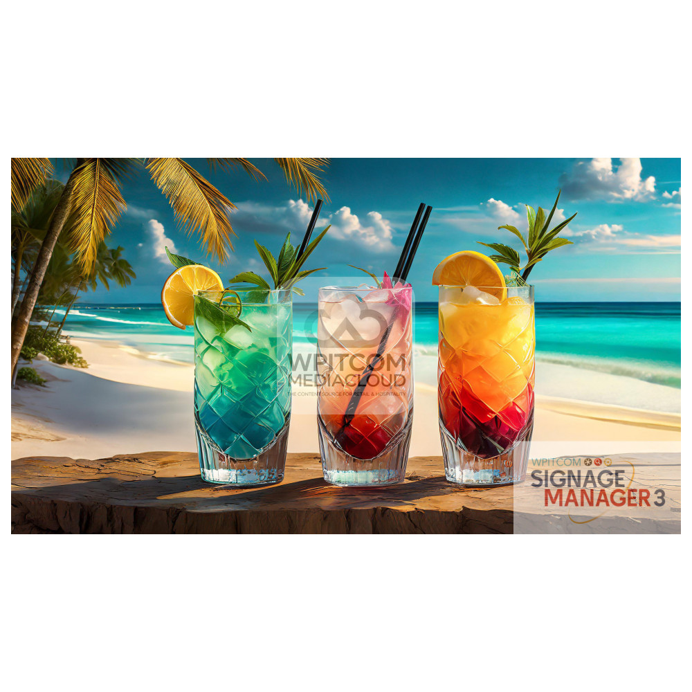 Three cocktails at the beach