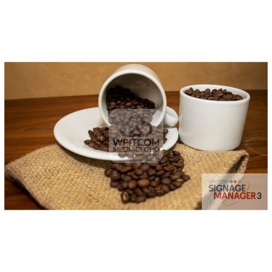 A cup of coffee with beans