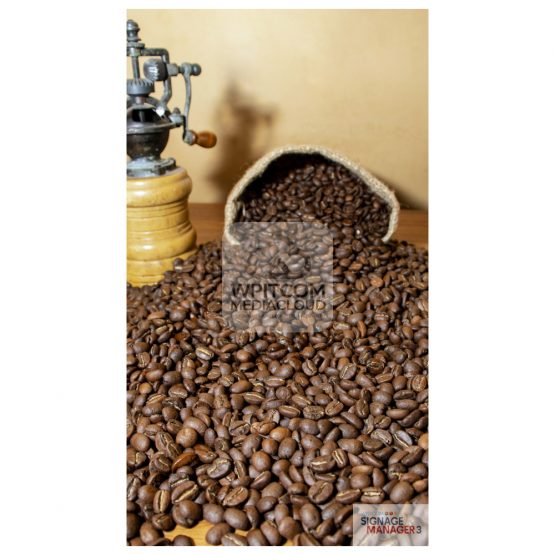 A bag of coffee with beans