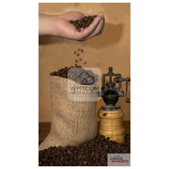 A bag of coffee with beans