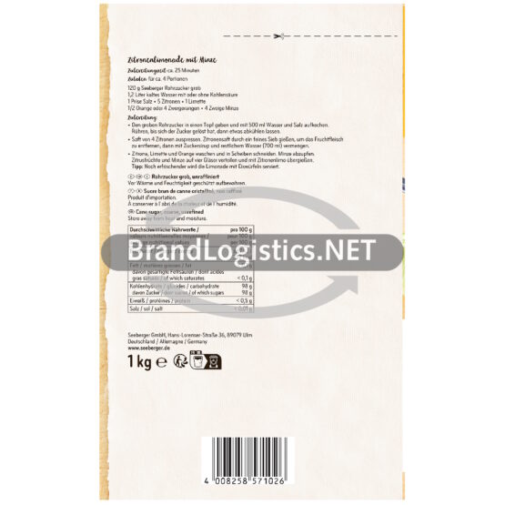4008258571026-Seeberger Rohrzucker grob unraffiniert 1000 g