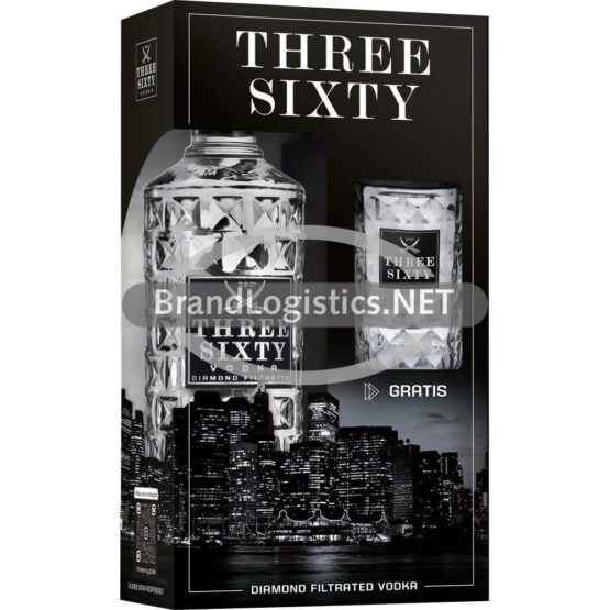 Three Sixty Vodka Original 37,5% vol. 0,7 l + gratis Three Sixty Markenglas 0,2 l