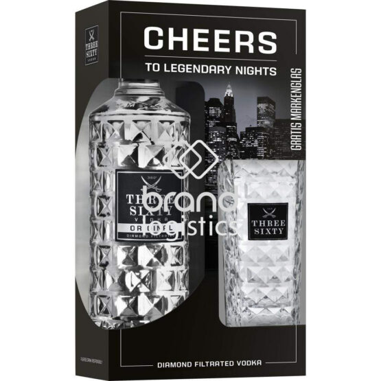 Three Sixty Vodka Original 37,5% vol. 0,7 l + gratis Three Sixty Longdrinkglas 0,3 l