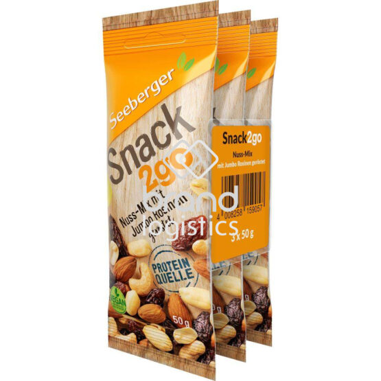 Seeberger Snack 2go Nuss-Mix mit Jumbo Rosinen 3x50 g