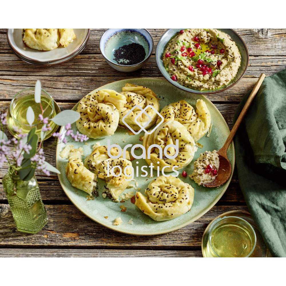 Spinat-Bärlauch-Börek mit Baba Ganoush (vegan)