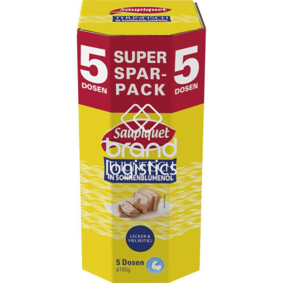 Saupiquet Thunfisch in Sonnenblumenöl 5er Super Spar-Pack 5x185 g