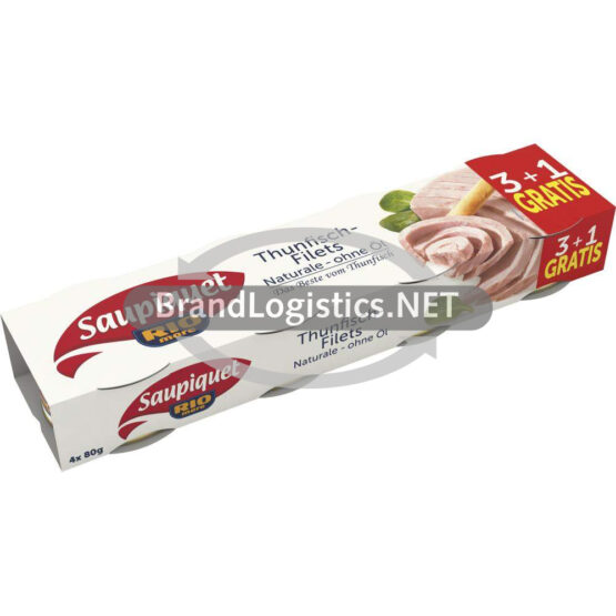 Saupiquet Rio Mare Thunfisch-Filets Naturale ohne Öl 80 g 3+1