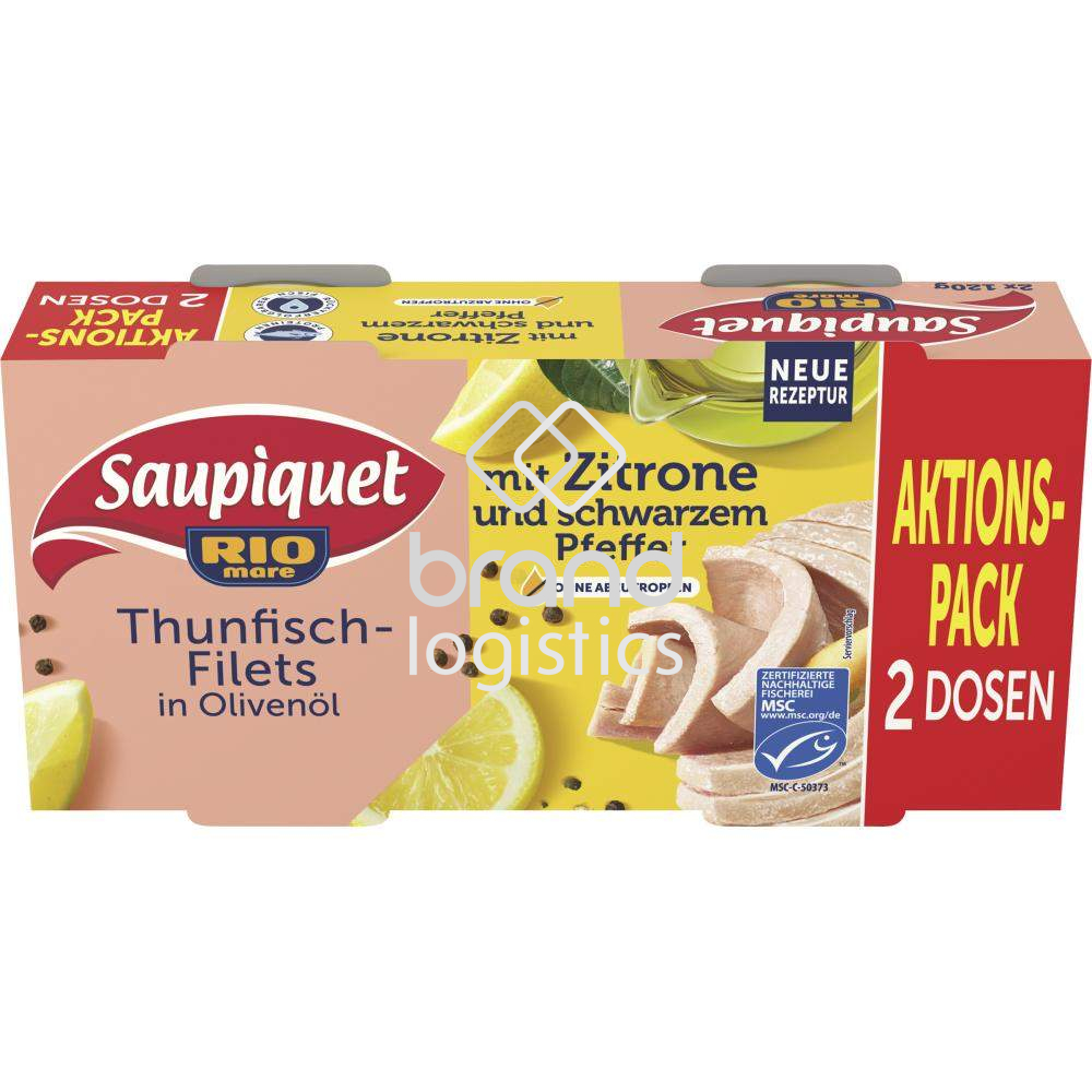 Saupiquet Rio Mare Thunfisch-Filets in Olivenöl mit Zitrone und schwarzem Pfeffer MSC 2x120 g