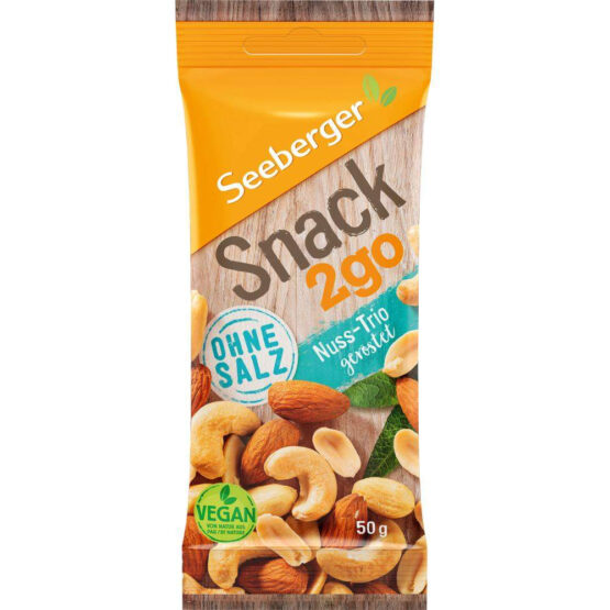 Seeberger Snack 2go Nuss-Trio geröstet ohne Salz 50 g