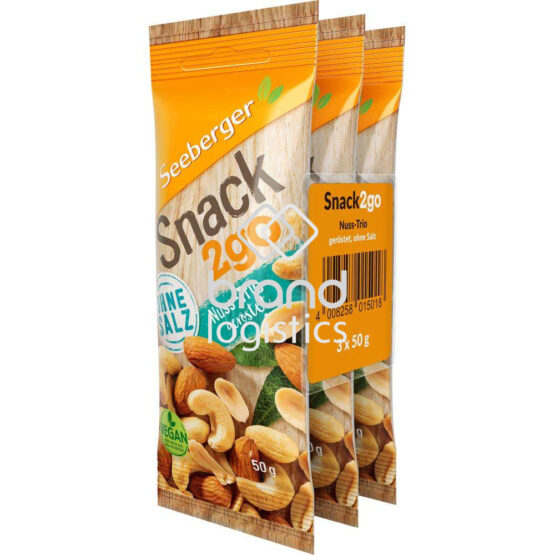 Seeberger Snack 2go Nuss-Trio geröstet ohne Salz Bundle 3x50 g